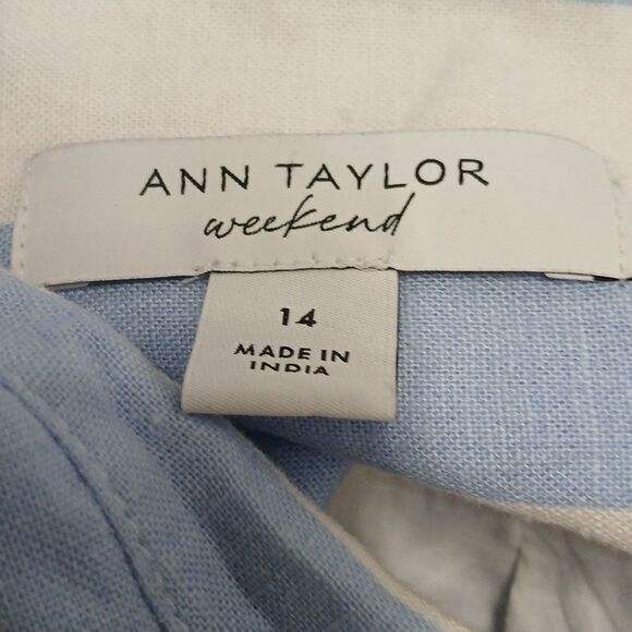 Ann Taylor weekend Linen Blend midi pocket dress Oversized Sz 14 EUC - Picture 7 of 8